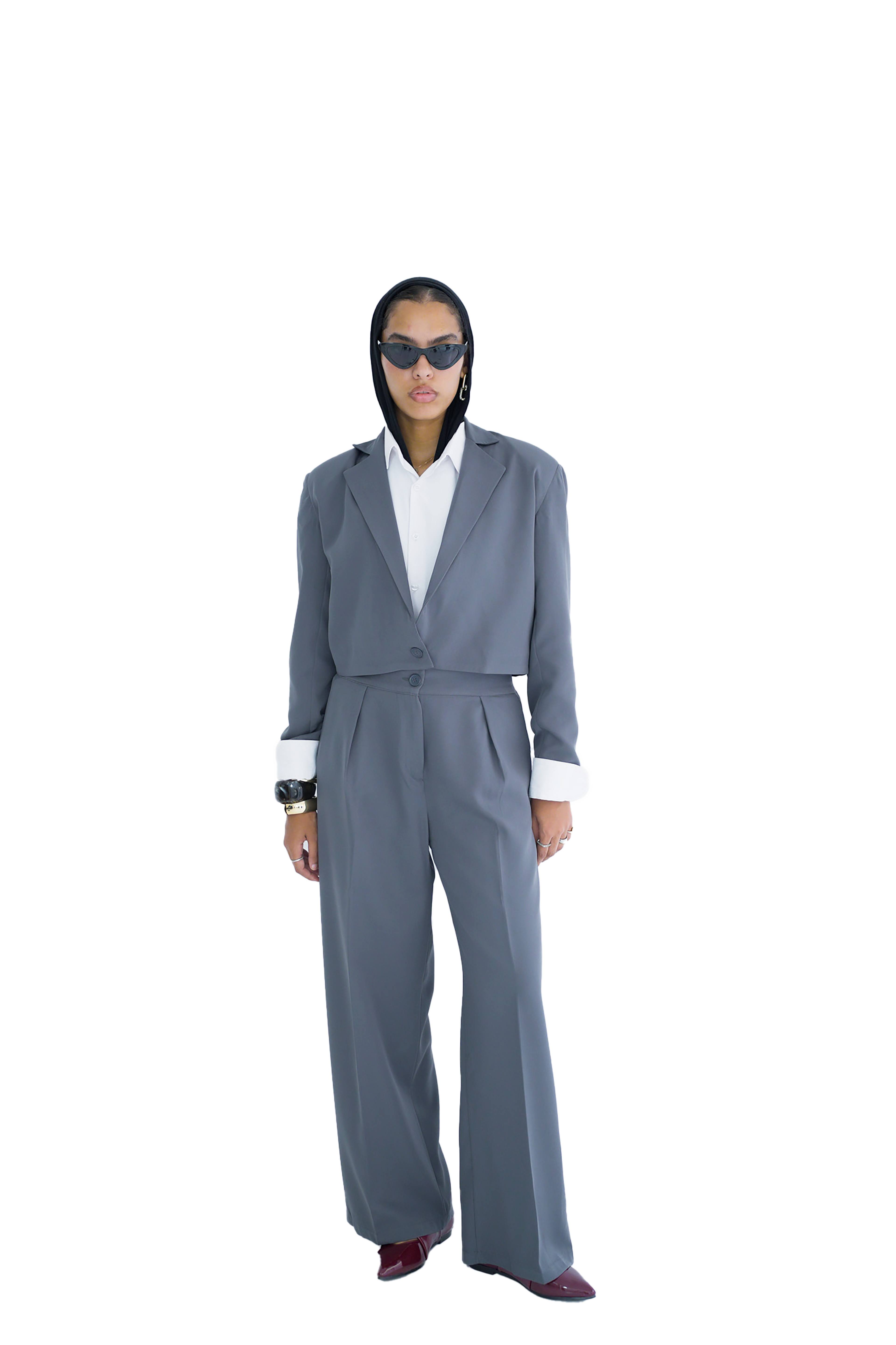 Cropped Blazer - Grey