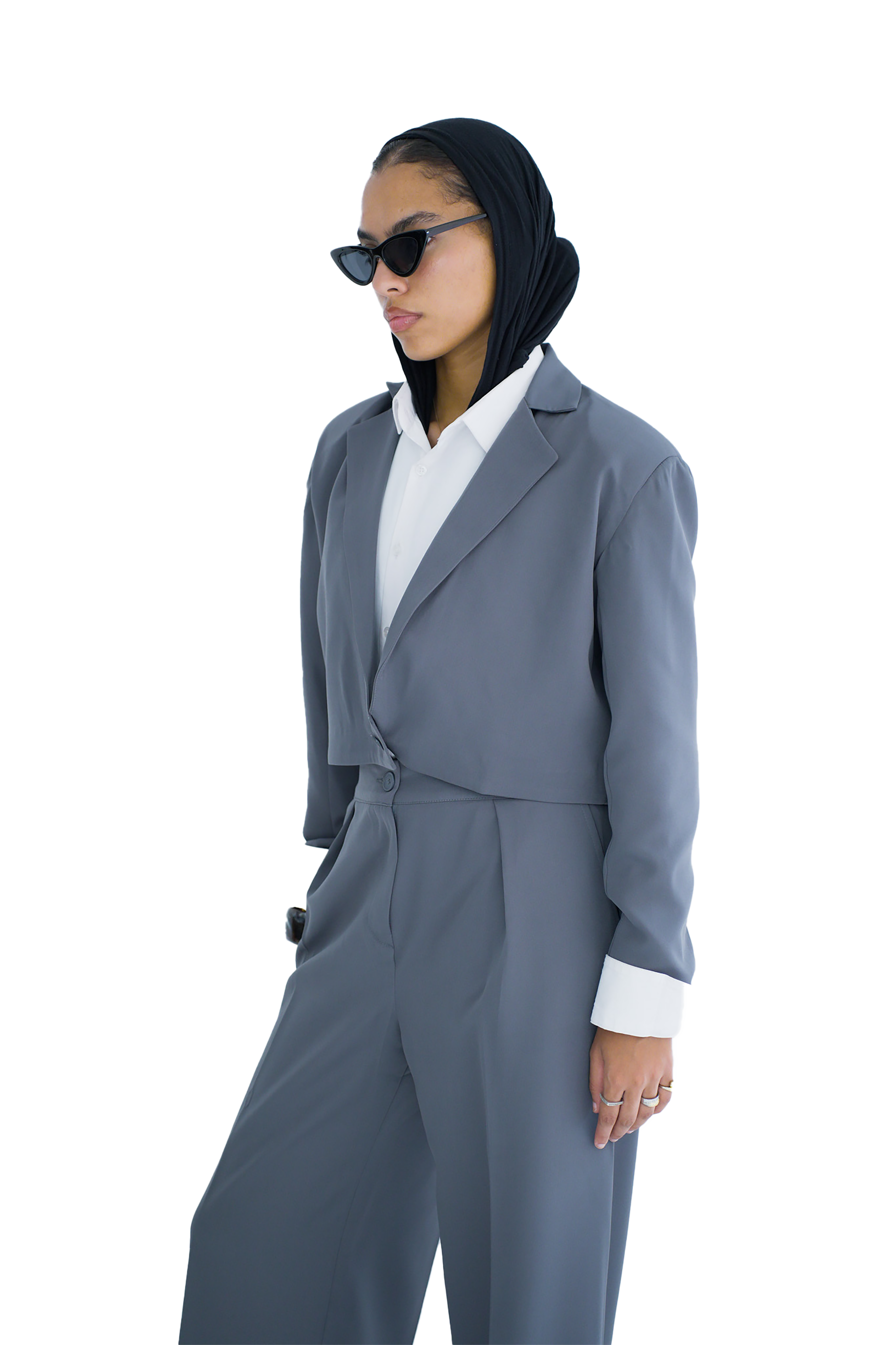 Cropped Blazer - Grey
